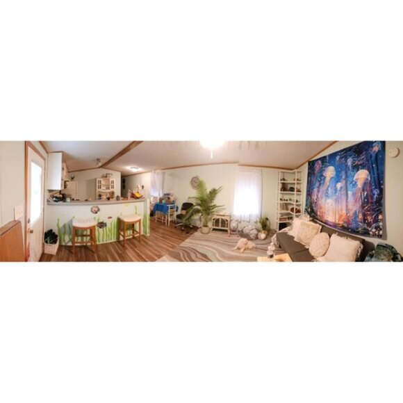 New UV Reactive Blacklight Forest Jellyfish Starry Sky Nature Tapestry, Wall Art